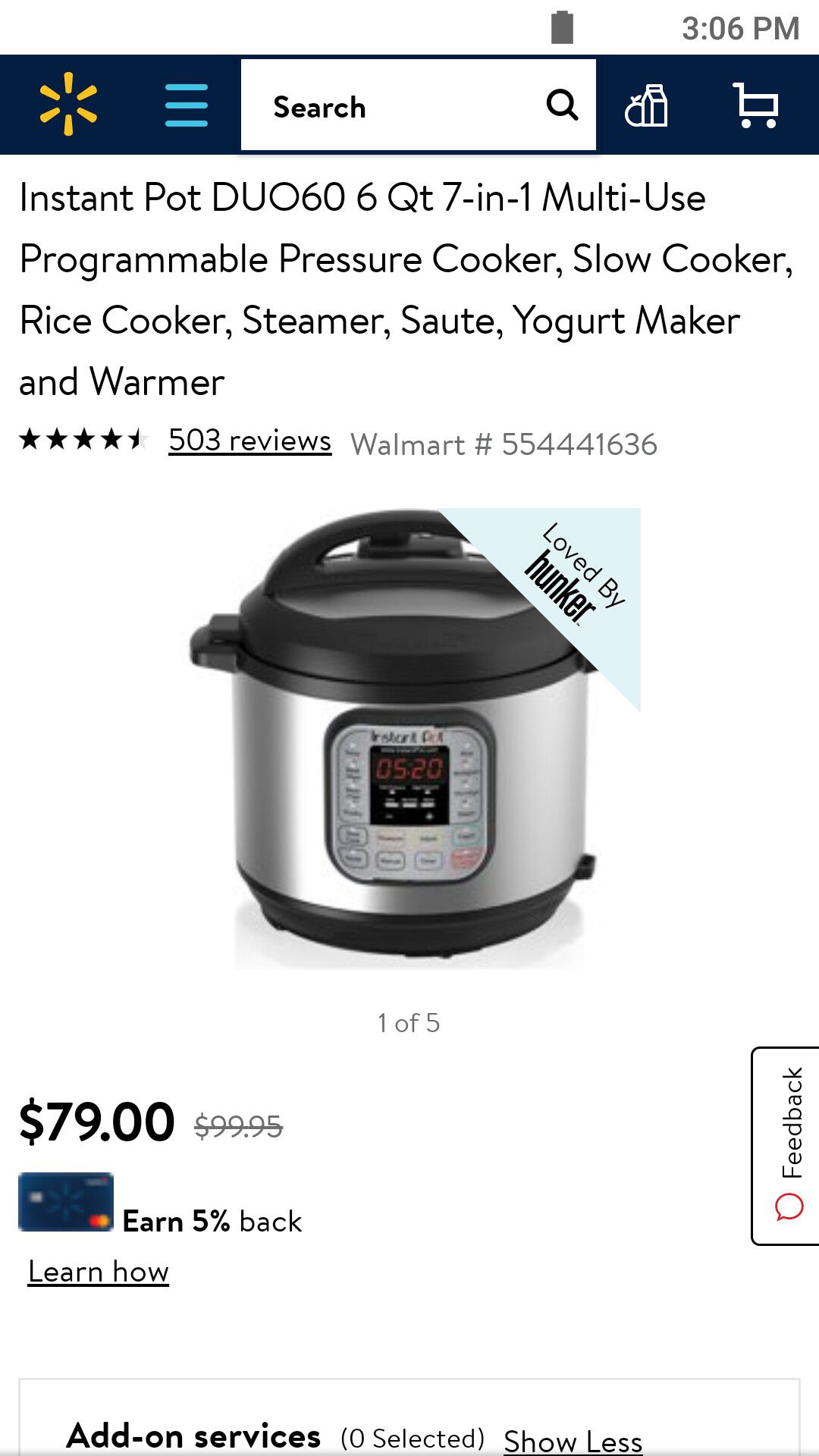 Instant Pot DUO60 6 Qt 7-in-1 Multi-Use Programmable Pressure Cooker, Slow Cooker, Rice Cooker, Steamer, Saute, Yogurt Maker and Warmer Retail $79.99