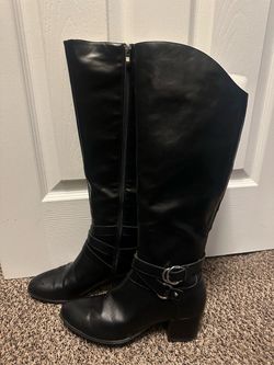 Black Knee-High Riding Boots – Buckle Detail