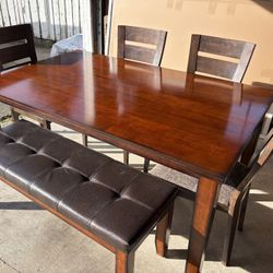 Wooden Table & Bench (4 Chairs Optional)