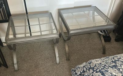 Set of Glass and Metal Side Tables
