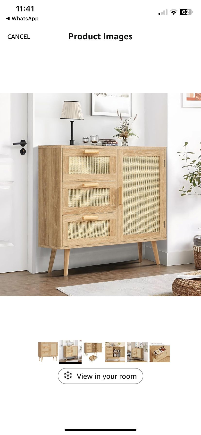 Iwell Wooden Storage Cabinet With 3 Drawers In Color Natural