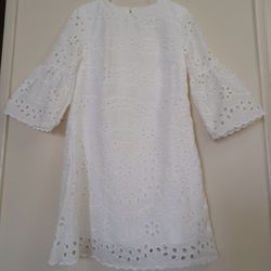 White Eyelet A-Line Summer Dress – Medium – New- Shipping Avail