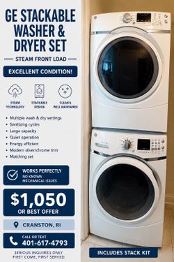 GE stackable washer and dryer