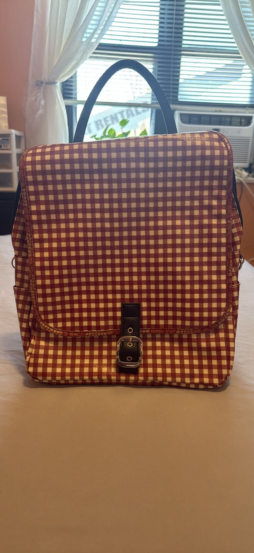Red and white Checkered Backpack, Flee Brand
