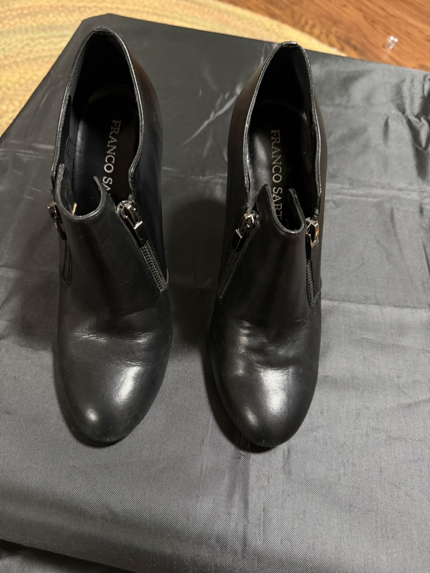 Franco Sarto Women’s Leather Zip-Heeled Ankle Booties