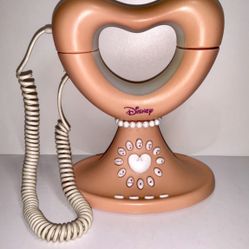 Disney Princess Corded Home Telephone Girls Heart Shaped Pink ~ Working Good!