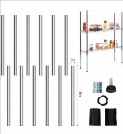 Thyle 4 Pack 54-Inch Wire Shelving Posts with 50 Clip, Chrome Steel, Sliver
Heavy-duty 1-inch chrome steel poles assemble quickly and fit most wire sh