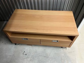 Wood TV Stand with Drawers and Casters