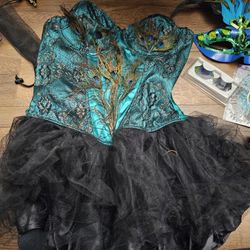 Womens Peacock Corset Dress 