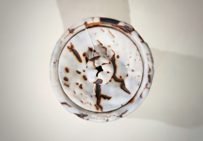 Contemporary Japanese Shino Style Ceramic Jar by Takeharu Kobayashi