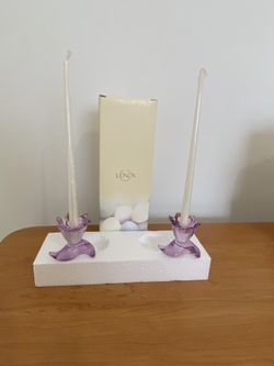 Lenox candle holders with candles