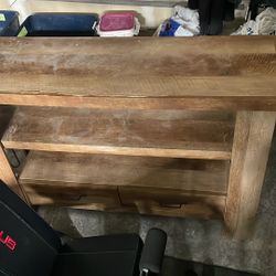 Rustic Solid Wood Console Table w/ Storage Drawers