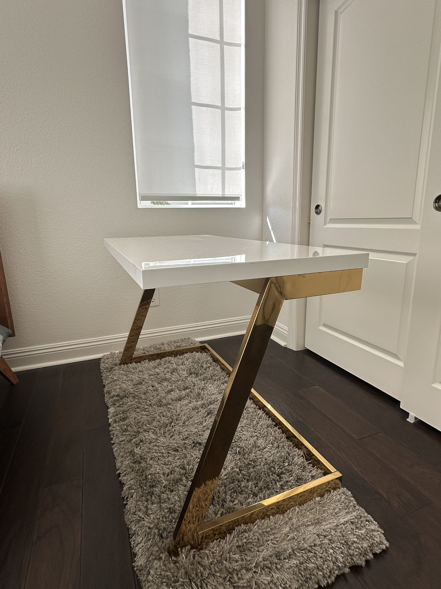Premium Designer White Desk With Gold Legs