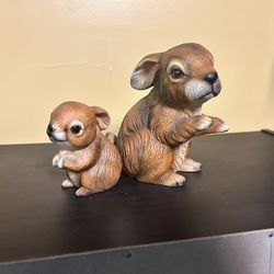 Adorable Pair of Resin Rabbits