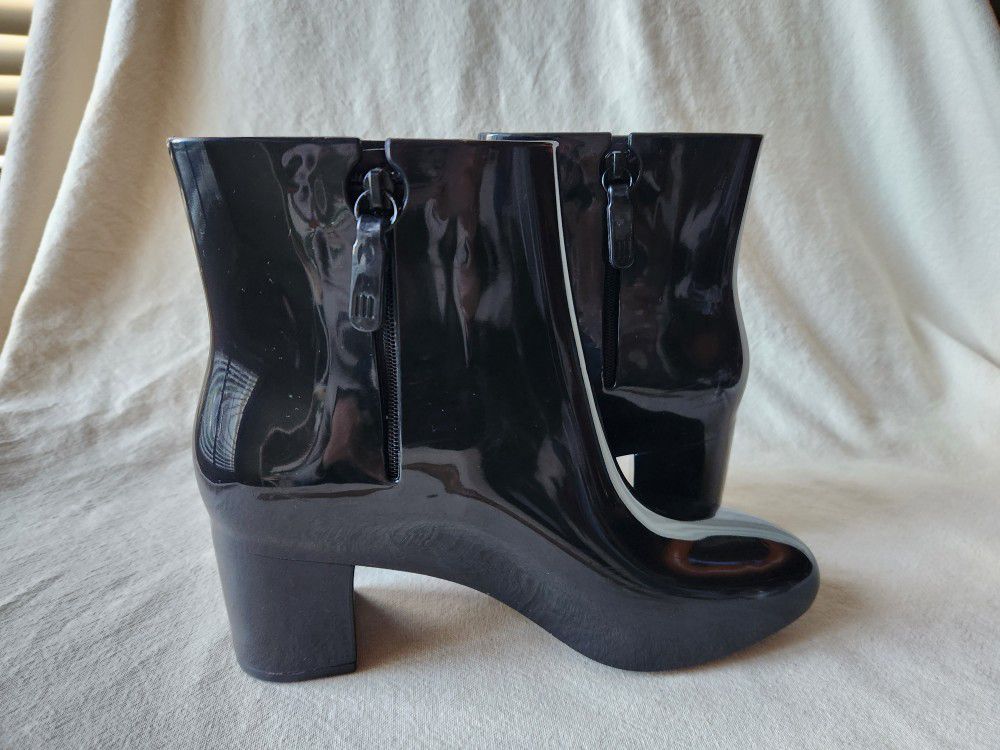 Melissa Womens Black Femme Ankle Bootie Rain Boots Size:6