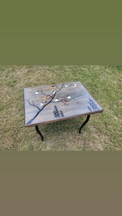 Chickadee table! Hand painted!