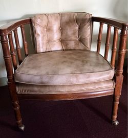 Vintage Barrel Chair with Spindle Wood Frame