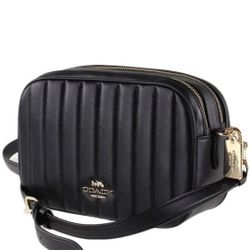 COACH C1569 FLUFFY LINEAR QUILTED JES BLACK NAPPA LEATHER CROSSBODY BAG