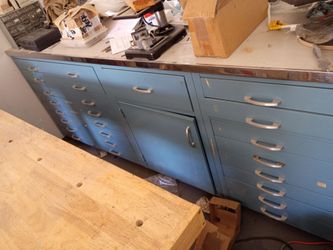 Blue Metal Multi-Drawer Cabinet Unit