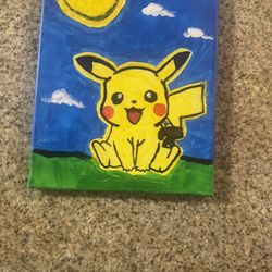 diy hand painted pikachu painting i made 