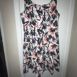 Size 14|Ronnie Nicole sleeveless dress|White, Black, And Coral |