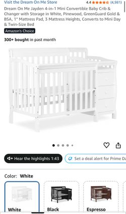 Dream On Me 4-in-1 Convertible Mini Crib & Changer - $175 OBO