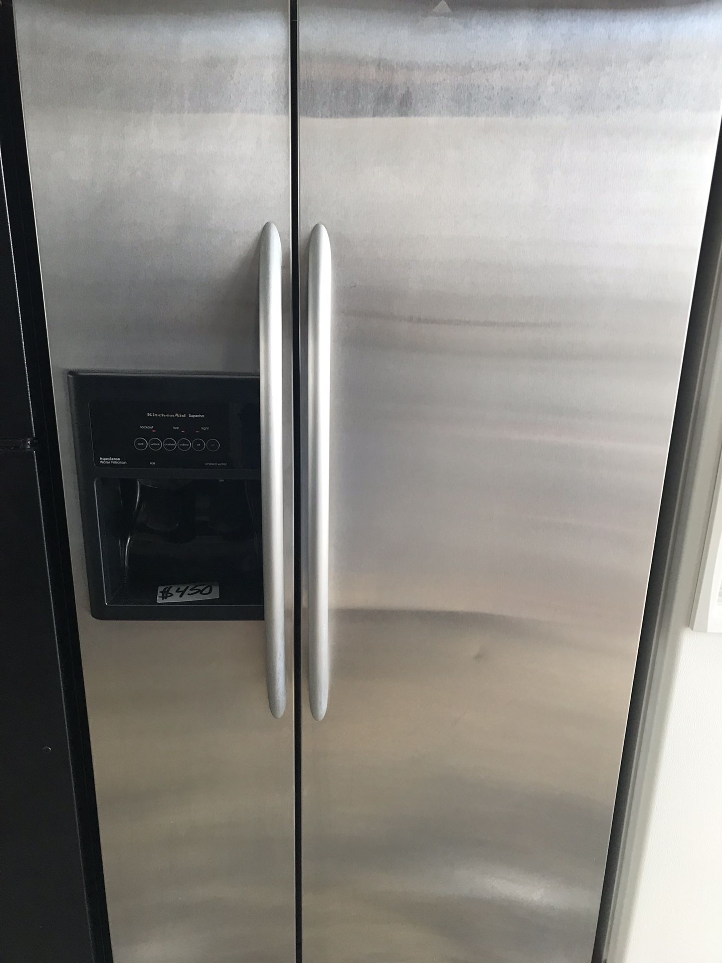 KitchenAid stainless steel refrigerator 33” Wide 67” Tall in excellent