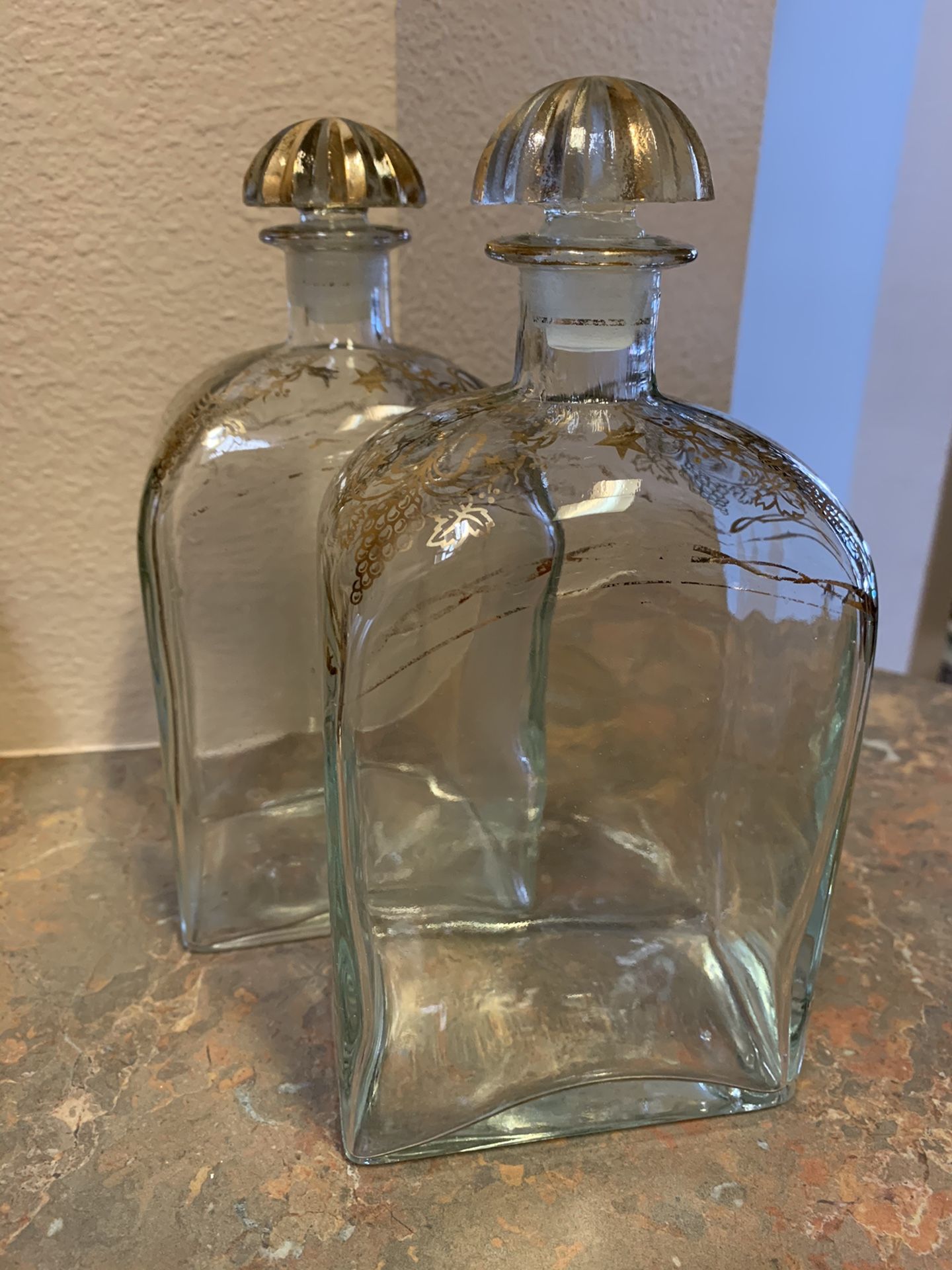 Vintage Jerez Of Spain Pair Of Liquor Bottles