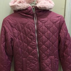 Beautiful Fushia Winter Jacket With Hooded  Fur Inside 