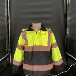 High Visibility Rain Proof Jacket W/ Detachable Hood 