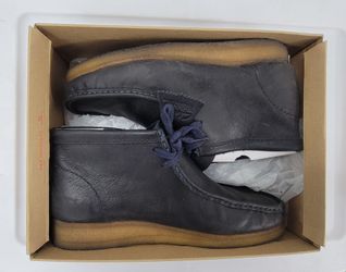 Clarks Originals Wallabee Boots Navy Tumbled Leather Men's US 9 UK 8 EU 42 w/ Box