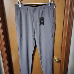 Waggle Greenside Jogger Golf Pants Mens Size 36 x 30 Dark Grey Ankle Zip