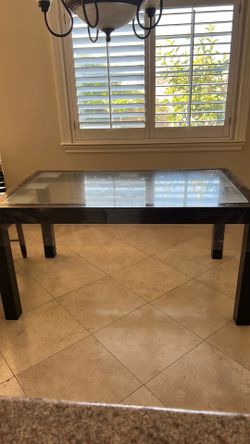 Wood/glass dining room table