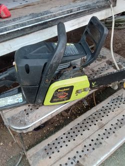 Klein tools electrical tool bag & poulen wood shark chainsaw