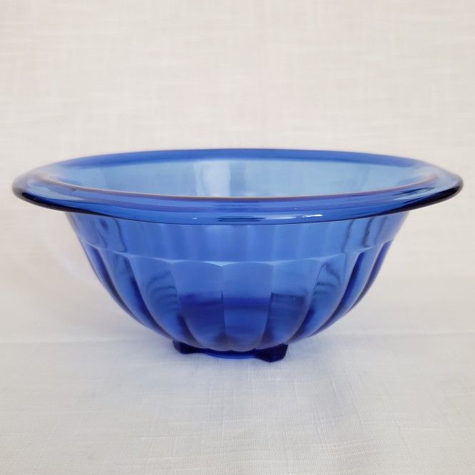 Cobalt Blue Ribbed Glass Bowl