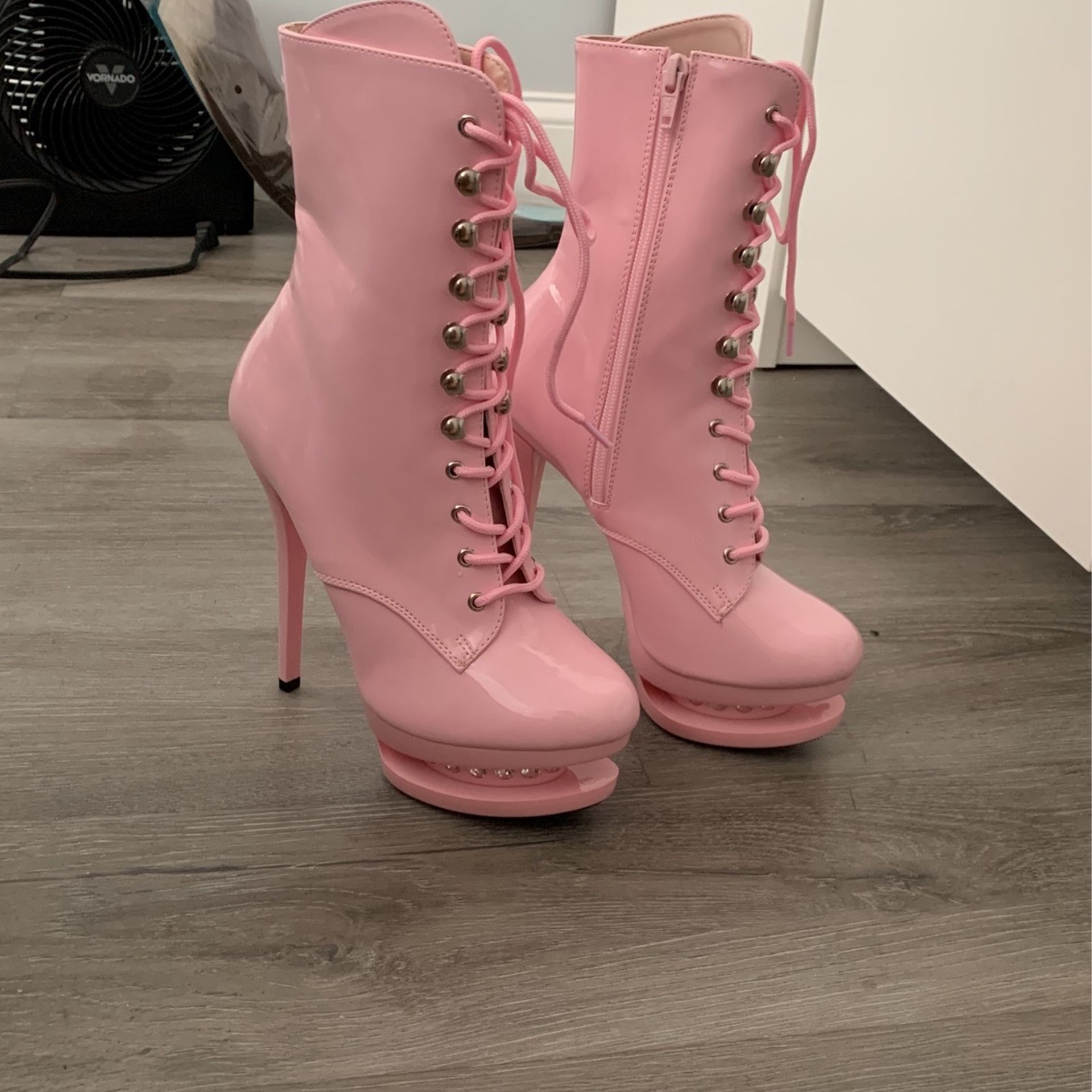 Pink High Heel Boots