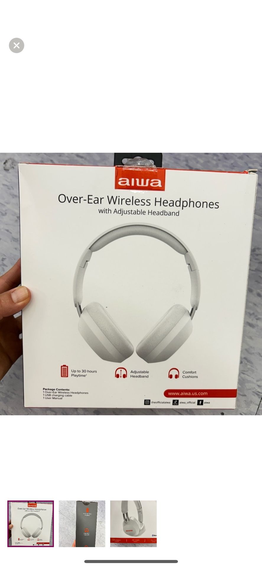 NWT Aiwa Over-Ear Wireless Headphones
