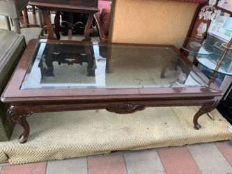 Glass Mahogany Queen Anne Style Claw Foot Coffee Table $250 OBO!
