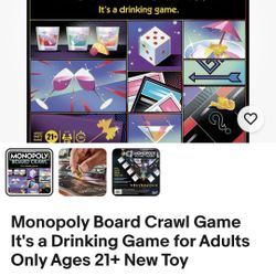 **SALE.!!**Monopoly Board Crawl, Adult Drinking Game-NEW