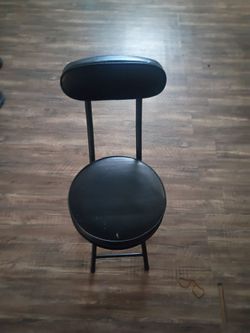 Black Padded Bar Stool with Backrest