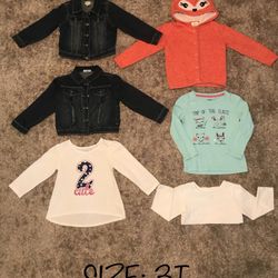 LIKE NEW‼️ CLOTHES - 3T TODDLER BABY GIRL - JEAN JACKETS, SWEATER AND LON SLEEVE SHIRTS