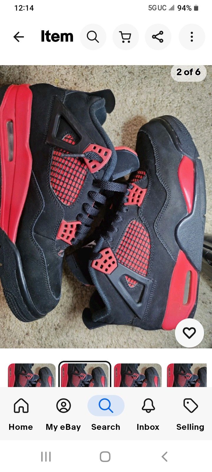 Jordan 4 Retro Red Thundersize13