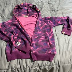Bape Hoodie Zip Up Cover Face.(Large In Men)