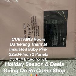 CURTAINS Room Darkening Thermal Insulated Baby Pink 52x84 Inch 2 Panels DUALIFE two for 80