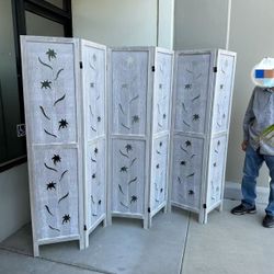 New In Box 6 Panels 67x16 Inch Each Panel Wooden Privacy Wall Home Decor Office Dorm Separation Freestanding Room Divider 