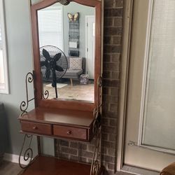Mirrored Stand With Drawers  - Solid Wood 