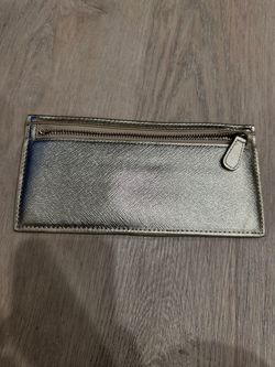 Gold Metallic Saffiano Leather Zip Pouch