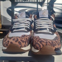esse ut esse Leopard Cheetah Midi Leather Air Brain Sneaker Sz 36 Animal Print