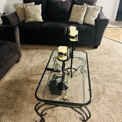 Iron And Glass Coffee Table , End Tables And Lamps Included 