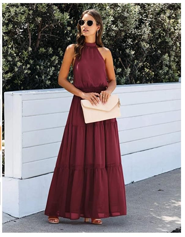 PRETTYGARDEN Women’s Casual Halter Neck Sleeveless Floral Long Maxi Dress Backless Loose Ruffle Sundress with Belt